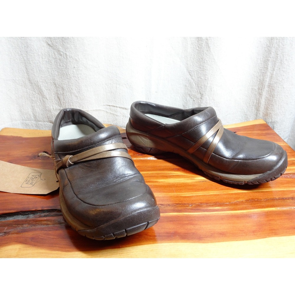 Merrell Slip On Mules Women 8.5 Brown Leather Strap Comfort Gorpcore 3483